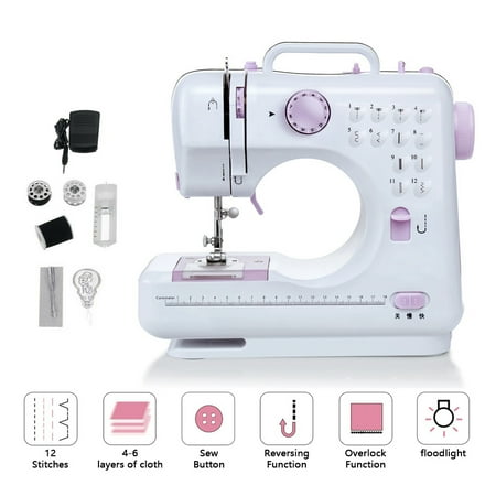 QueenTrade Multi-Function Sewing Machine 12 Stitch Electric Mini Portable Two Speed Reverse
