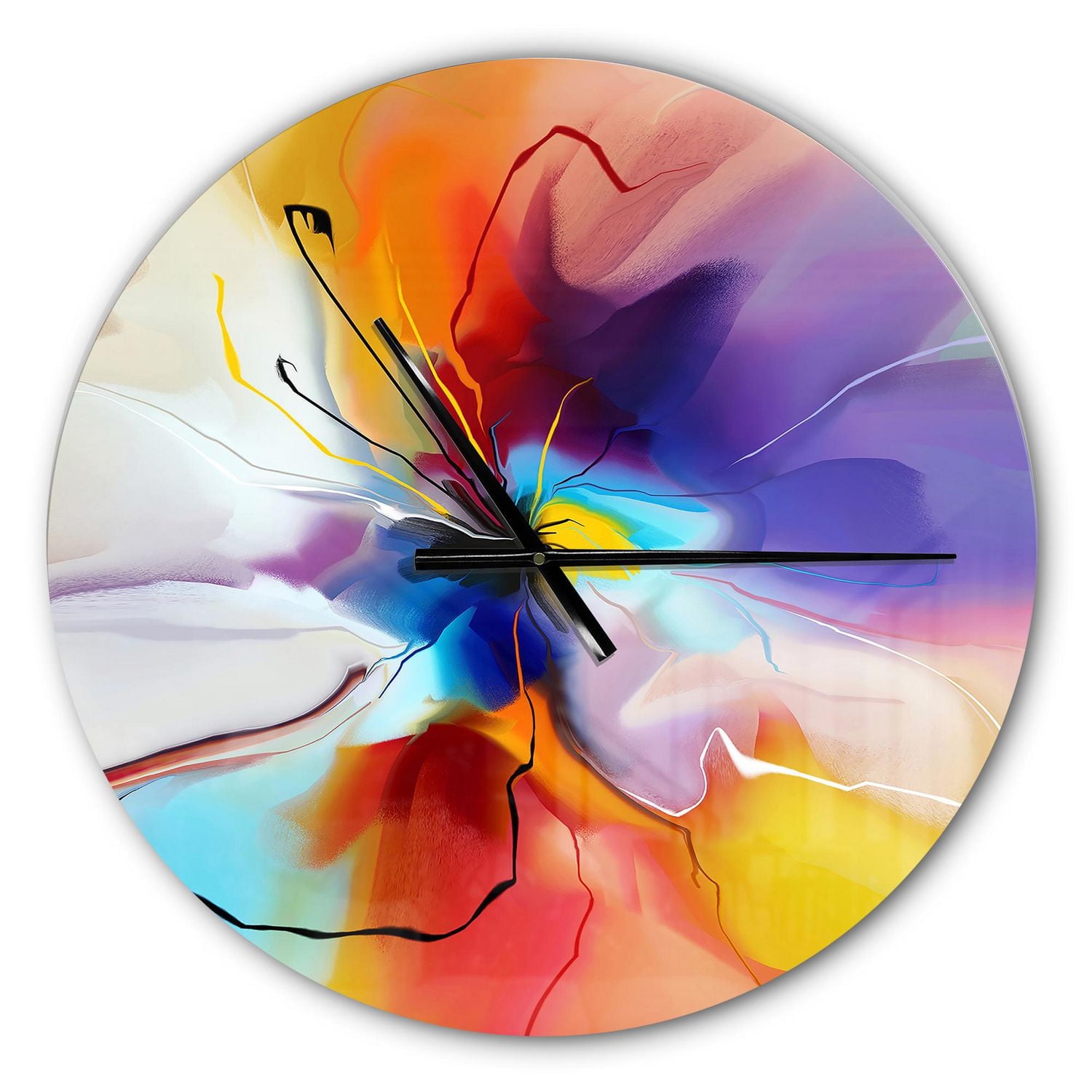 Designart Fleur créative en plusieurs couleurs horloge murale