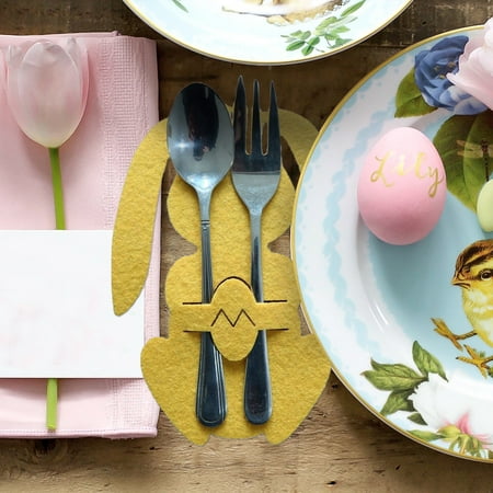 

NEGJ Easter Bunny Knife And Fork Bag Rabbit Cutlery Set 4 Pieces For A Set Of Five Colors New
