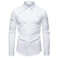 thumbnail image 2 of DAFPZW Mens Pleated Dress Shirts Fall Long Sleeve Turndown Collar Shirt Fashion Button Tops Casual Business Office Shirt, 2 of 8