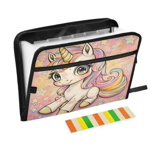 WOBOGO Pretty Unicorns Expanding File Folder Letter Size Accordion Filing Organizer 13 Pocket Separate Organ Pocket