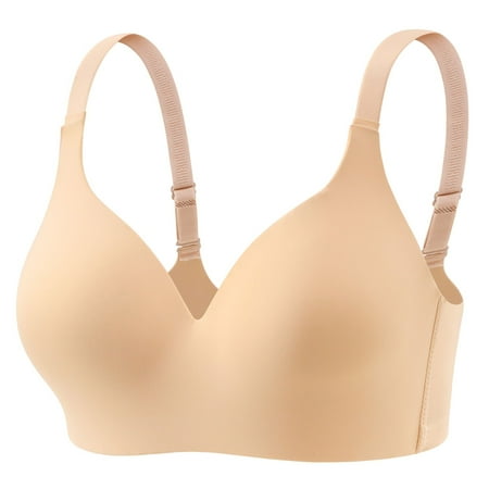 FUNUONY Big Sale!! 2025 Trendy Women s Push Up Bra No Underwire Comfortable Wireless Bras Padded Plunge Women s Fashionable and Casual Solid Color Underwear Skin Friendly and Comfortable Bra Beige Xl