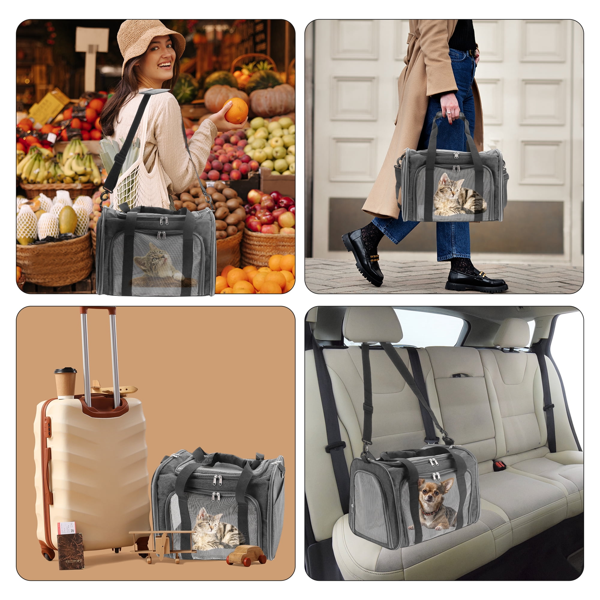 Unique Bargains Foldable Transport Box with Removable Plush Mat Gray