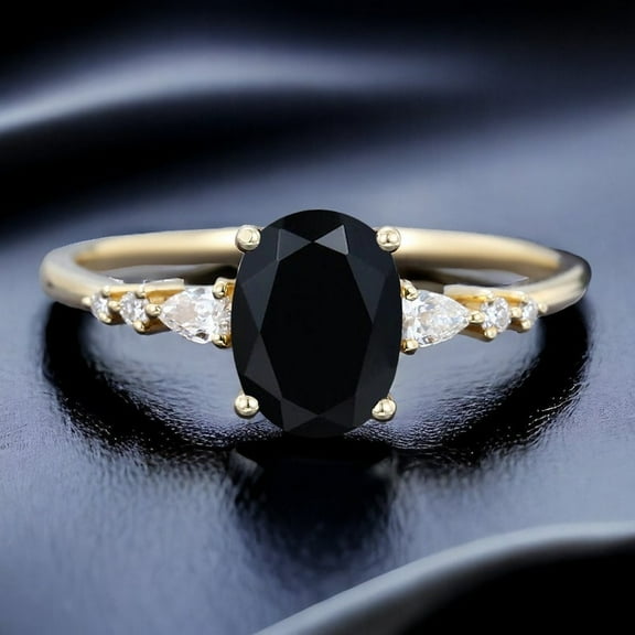 Oval cut Black Onyx engagement ring Unique rose gold ring dainty Moissanite diamond bridal ring Twist ring promise ring anniversary gift