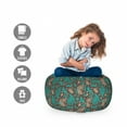 thumbnail image 2 of Brown and Blue Storage Toy Bag Chair, Abstract Flyaway Leaves with Curly Details Retro, Stuffed Animal Organizer Washable Bag, Small Size, Turquoise Umber, by Ambesonne, 2 of 3