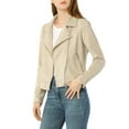 thumbnail image 5 of MODA NOVA Juniors Faux Suede Long Sleeve Zip Up Moto Biker Jacket, 5 of 6