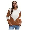 thumbnail image 2 of Qiopertar Haut Décontracté Ample à Manches Longues Col Rond Contrasté pour Femmes en Solde à Moins de 5$ jusqu'à 90 % de Réduction, 2 of 3