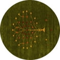 thumbnail image 1 of Ahgly Company Machine Washable Indoor Round Abstract Yellow Contemporary Area Rugs, 4' Round, 1 of 4