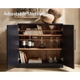 thumbnail image 3 of Modern Fort Storage Cabinet, Fluted Arched Door Accent Chest with Adjustable Shelves for Living Room Bedroom, Small Buffet Sideboard for Kitchen Entryway, Black, 3 of 11