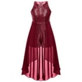 thumbnail image 2 of YONGHS Kids Girls Maxi Romper Dress Sequined Party Formal Jumpsuit Gown A Burgundy 14, 2 of 7