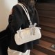 thumbnail image 2 of Bolso de mano tipo baguette para mujer, versátil, sencillo y elegante, con textura de alta calidad y estilo nicho francés, con lazo de seda y bufanda, para debajo del brazo., 2 of 5