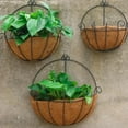 thumbnail image 6 of Half Round Wall Mounted Planter Basket with Coco Coir Liner - Rustic Indoor Outdoor Hanging Flower Pot for Garden, Porch, Balcony Decor, 6 of 9
