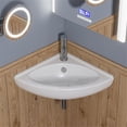 thumbnail image 1 of Pemberly Row White 22" Corner Wall Mounted Ceramic Sink with Faucet Hole, 1 of 5