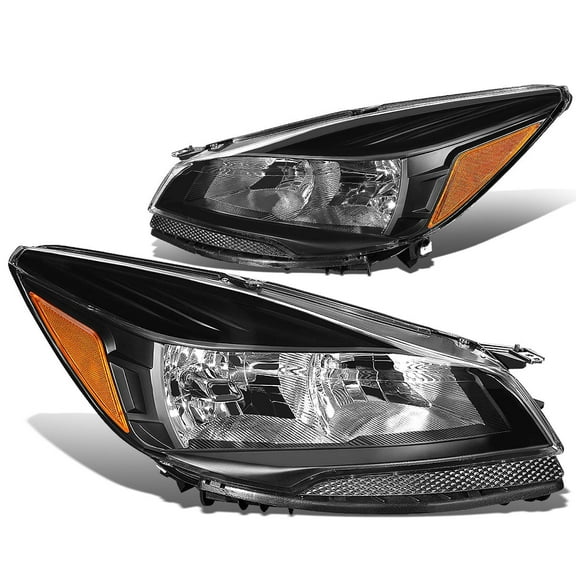 DNA Motoring For 13-16 Ford Escape Euro Black Amber Corner Headlight Lamp Pair Replacement