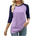 thumbnail image 2 of RongHuan 3/4 Sleeve Tops for Women Plus Size Crew Neck Baseball Shirts Casual Color Block Tshirts Loose Fit Comfy Tees, 2 of 5