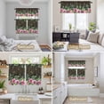 thumbnail image 6 of Spring Pink Roses Kitchen Curtains Sets for Windows 36 Inch Length, Pastoral Eucalyptus Leaves Brown Wooden Rod Pocket Window Treatments Tier Curtains and Valances Set for Bedroom/Bathroom, 6 of 8