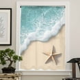 thumbnail image 4 of Beach Coastal Semi Sheer Curtains Drapes for Living Room, Bedroom, French Doors Window 96 Inches Long, Summer Nautical Starfish Aqua Beige Rod Pocket Chiffon Curtain Drapery Voile Draperies Panel, 4 of 6