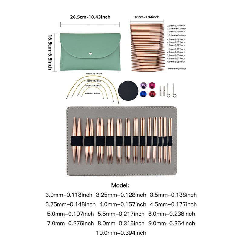 13 Pairs of Interchangeable Circular Knitting Needles Set, Circular Knitting Needles, Kn ma491