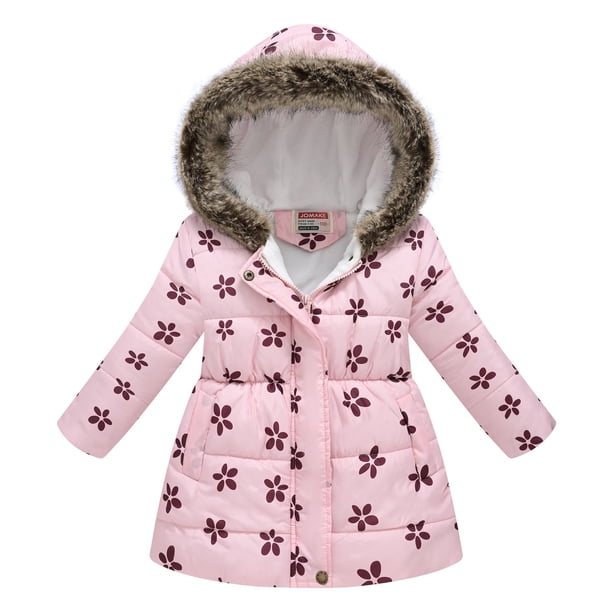 Gibobby Chamarra niñaNiñas pequeñas Invierno Manga larga Moda Grueso Cálido Con capucha Abajo Abrigo Paraks(Rosa, 5-6 Años)
