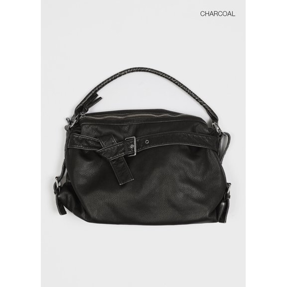 Washed leather retro Korean style biker bag with distressed soft leather, large capacity, shoulder/crossbody/tote bag