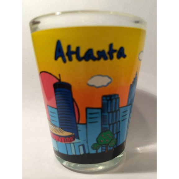 Atlanta Georgia Yellow and Multicolor Skyline Shot Glass ctm