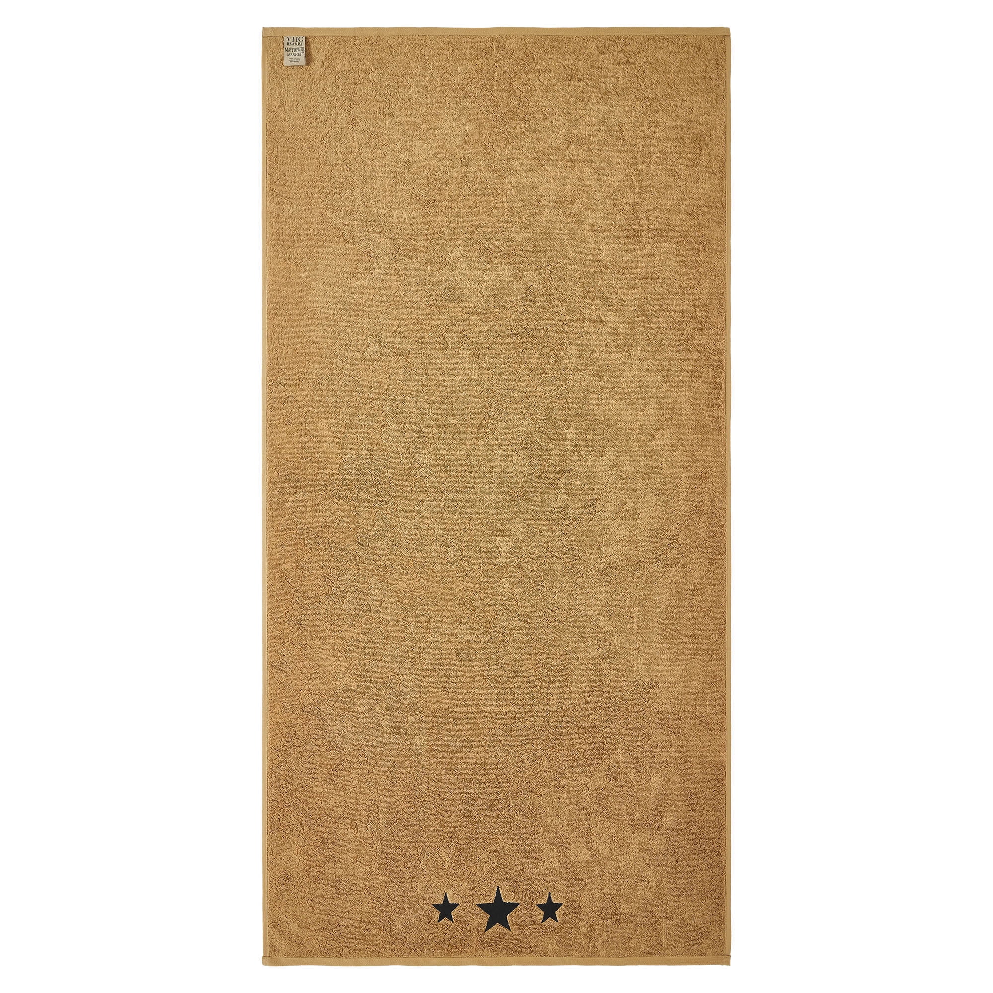 VHC Brands Black Stars Tan Bath Towel Set of 2 27x54
