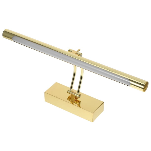 Lámpara de pared LED con espejo y luz frontal para maquillaje, ideal para sala de estar, dormitorio o baño (9 W, dorada, 40 cm de longitud, luz blanca).