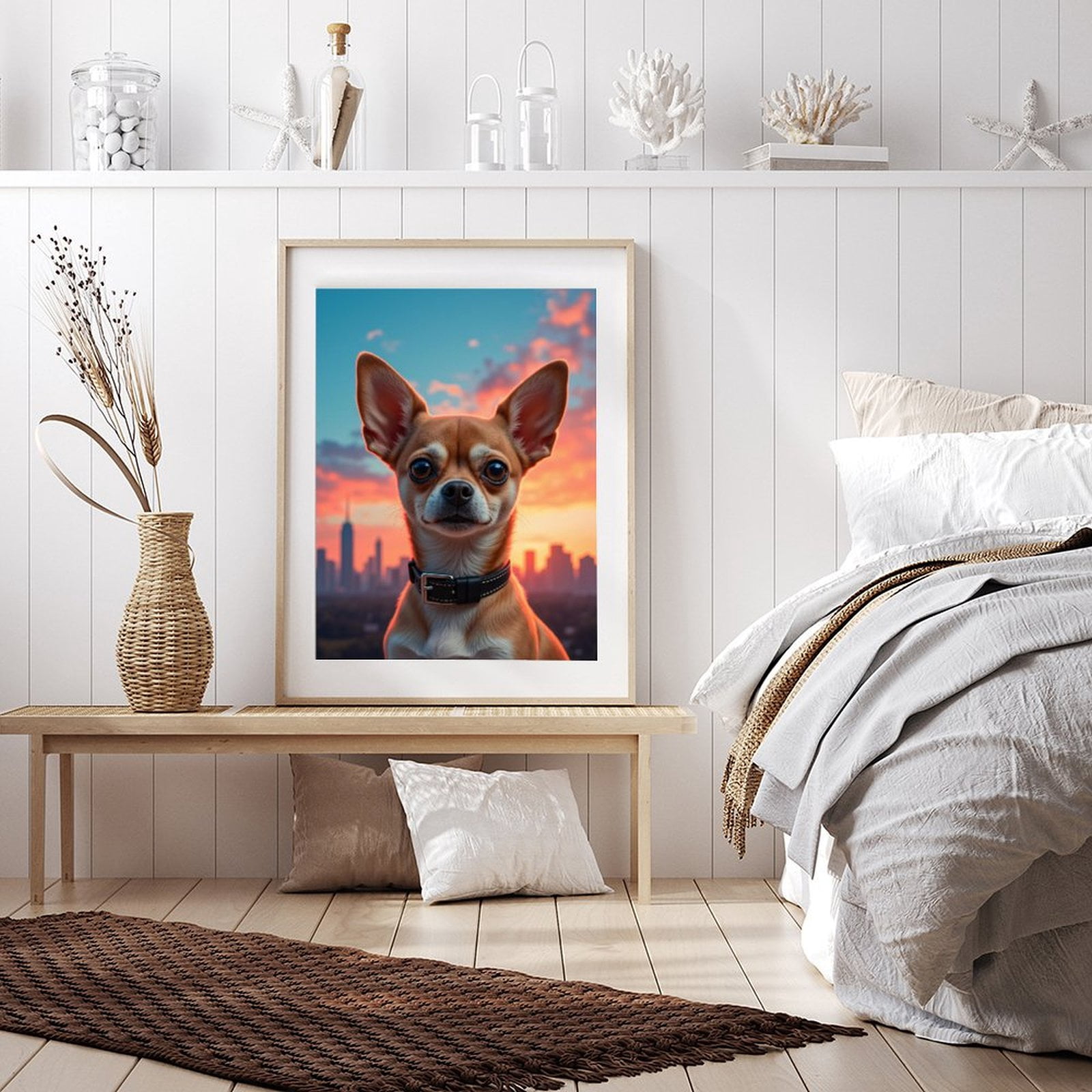 Diamond Art Kits for Adults - 5d Chihuahua Sunset Cityscape Bliss Diamond Painting for Adults, Diamond Art for Adults Beginners, Diamond Painting Kits for Adults for Home Wall Decor