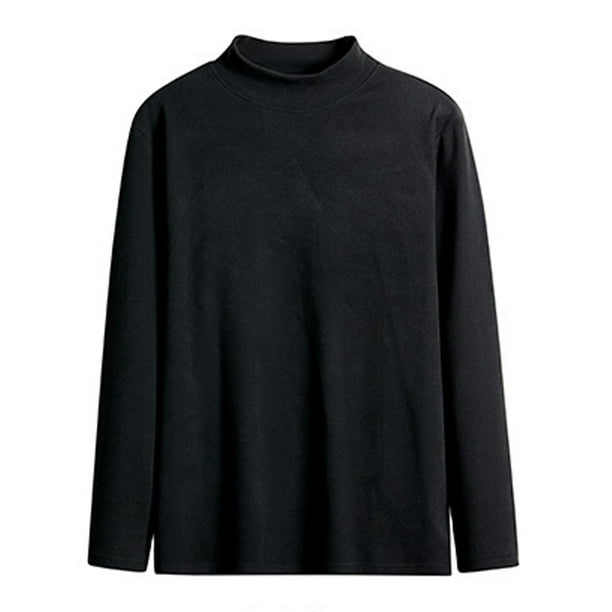 pstuiky Camisas suaves de manga larga para hombre, Blusas de cuello redondo, sueltas, informales, cómodas, lisas, de manga larga, para hombre top de hombre l