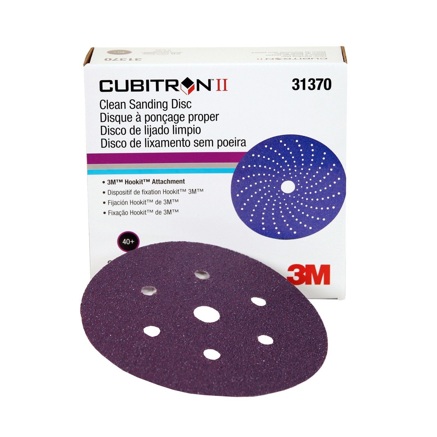 3m 3M31370 Cubitron Ii Clean Sanding Hookit Disc, 40 Grit, 6