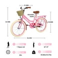 thumbnail image 4 of Zukka 20" Kids Bike for Girl 7-12 Years with Woven Basket Rear Rack Double Brake Pink, 4 of 7