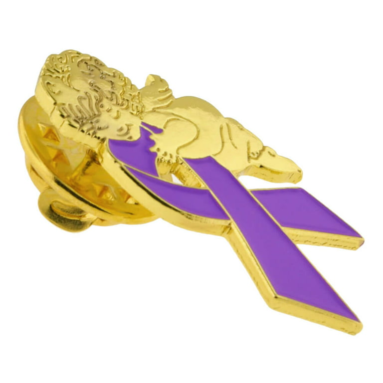 Purple and Yellow Awareness Ribbons | Lapel Pins