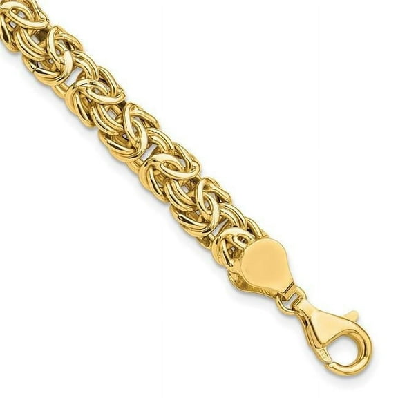 Primal Gold 14 Karat Yellow Gold Polished Fancy Byzantine Link Bracelet