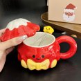 thumbnail image 4 of Mug With Lid And Spoon Couple Design Ceramic Cup Practical For Holiday Party, 4 of 7