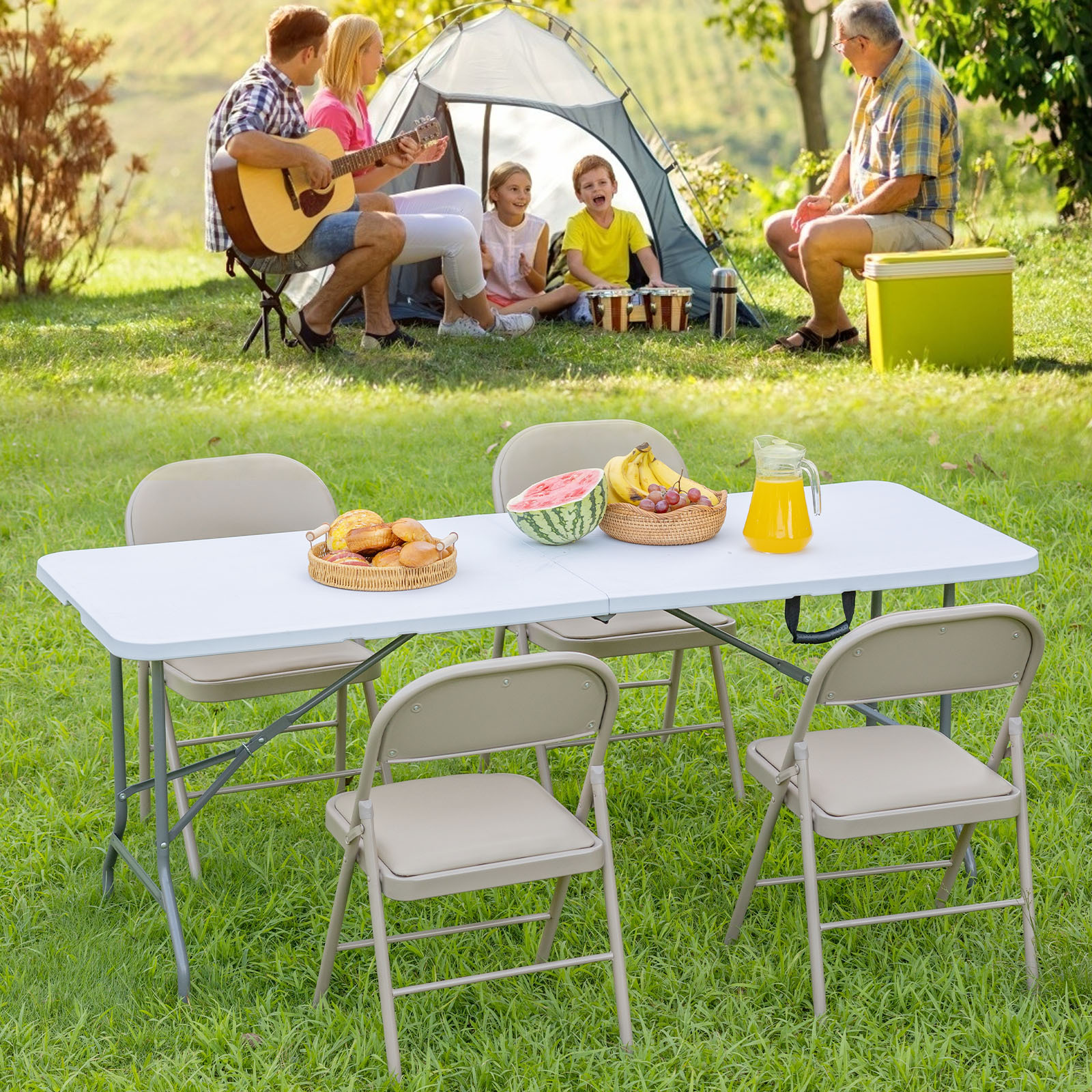 Alvantor Heavy Duty Folding Table Indoor Outdoor, Portable Camping Table, White
