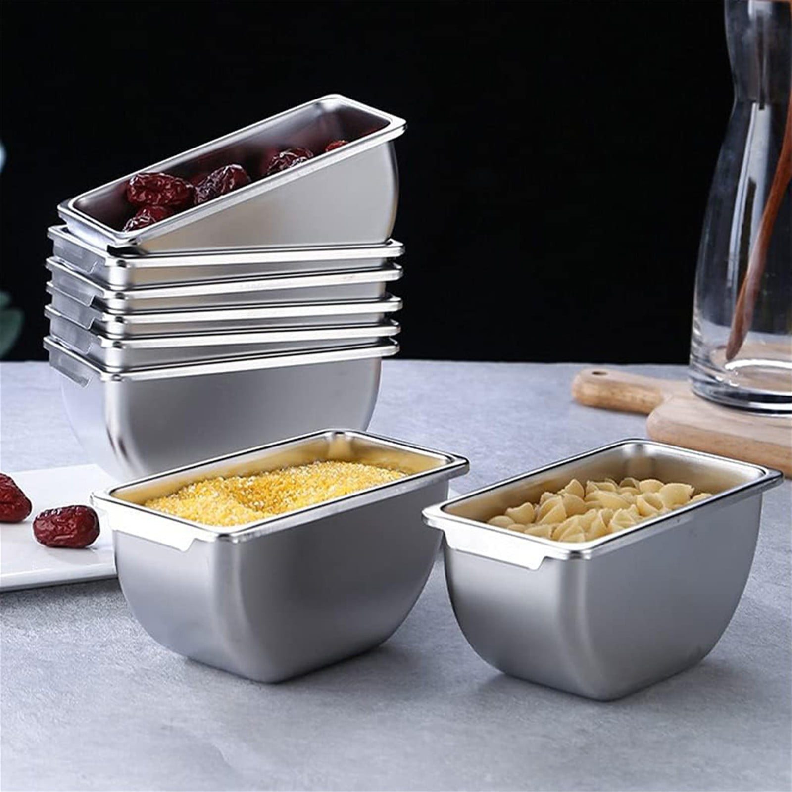 Clearance! 3/4/5/6 Compartment Trays Stainless Steel Detachable Topping Station Plastic Pizza Ingredients Condiment Dispenser Reusable Condiment Seasoning Container for Home or Restaurant