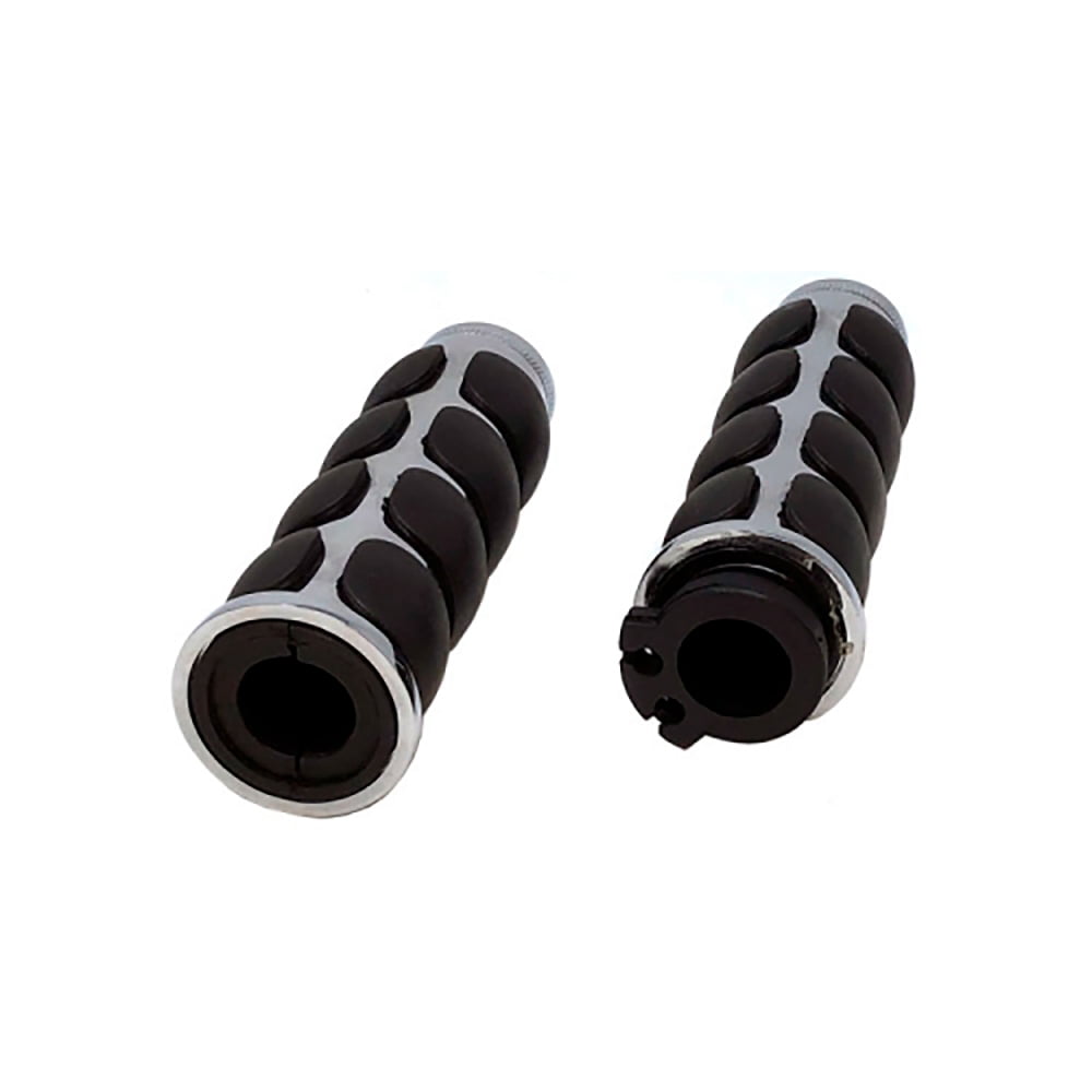 Powersports /“Spiked/” Handlebar Grips 1/” Billet Aluminum Chrome Finish MMG 26mm Non-slip Gel Rubber Hand Grips for all motorcycles Cruisers Choppers Street Harley