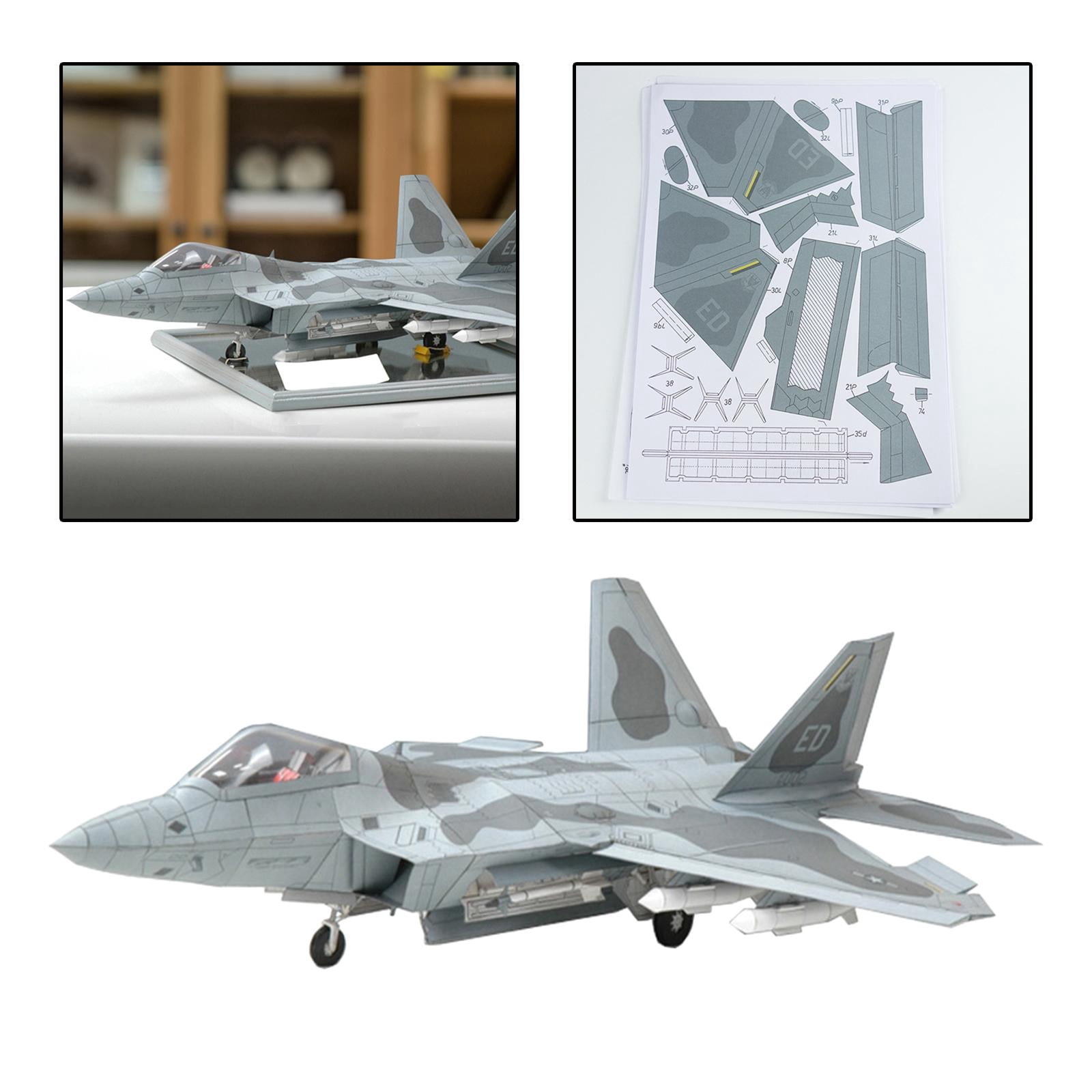 LeeQinersw 1:3 3D F22 Fighter Assemble Paper Model Kit,Building DIY Assemble Education Toys
