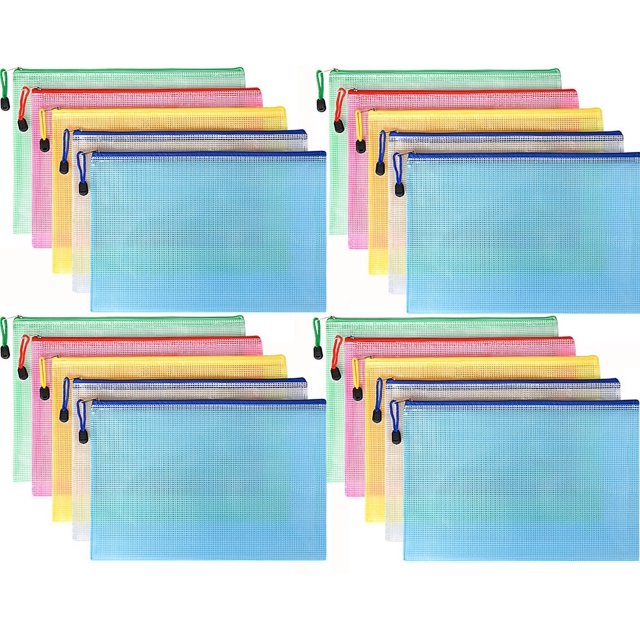 Bolsa para documentos, bolsa con cremallera, bolsas transparentes, 20 piezas Bolsa de plástico A5 Carpetas de documentos con cierre de cremallera A5 Paquete transparente Carpeta de documentos para sum