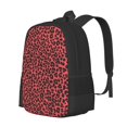 thumbnail image 3 of Large Capacity Backpack 16.5×12.5×5.5in Widened Shoulder Strap Design Main Bag Large Top Handle Belt Adjustable Shoulder Strap Leopard Print Pattern Red And Black_1, 3 of 8