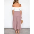 thumbnail image 4 of MOSHU High Waist Midi Skirt for Women A-Line Pleated Skirts with Pockets Flowy Dresses, 4 of 9
