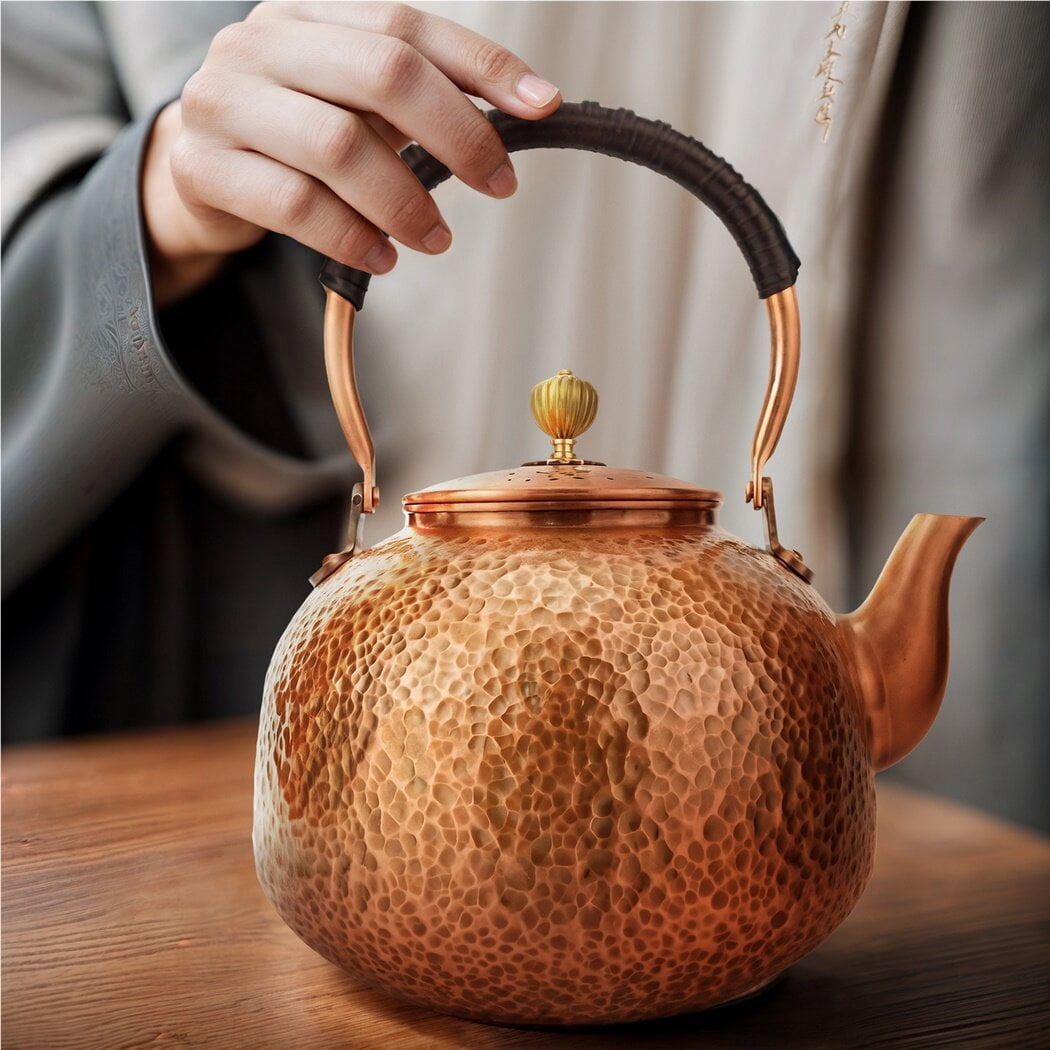 Copper Tea Kettle for Stove Top - 2.2L Large Capacity Vintage