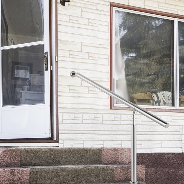 VEVOR 2 Step Handrail 304 Stainless Steel Stair Outdoor Use Metal Hand Rails for Steps, 150 x 80 cm, Silver