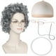 thumbnail image 5 of Pelucas de anciana para Halloween, anciana con cabello corto y rizado, abuelo y abuela disfrazados, tocados, 5 of 6
