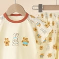 thumbnail image 4 of TOWED22 Toddler Girl Boy Kids 2 Piece Outfits Trendy Print Short Sleeve Crewneck T-Shirt and Elastic Waist Shorts Set Summer Clothes(Beige,12-18 M), 4 of 5