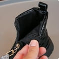 thumbnail image 5 of Miluxas Boys Girls Waterproof Bright Diamond Bow Zipper Mid Calf Combat Boots(Toddler/Little Kid/Big Kid) Black 13(32), 5 of 9