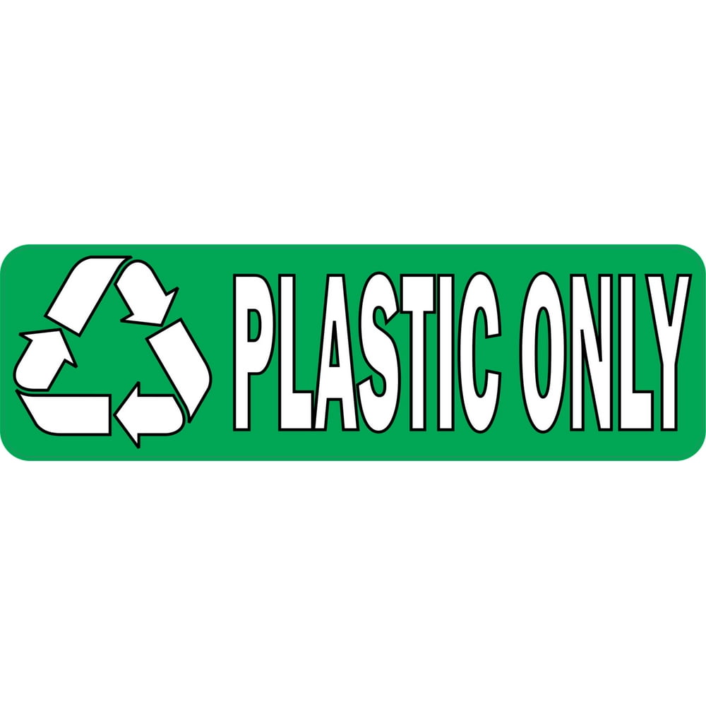 10in x 3in Plastic Only Recycling Vinyl Recycle Signs