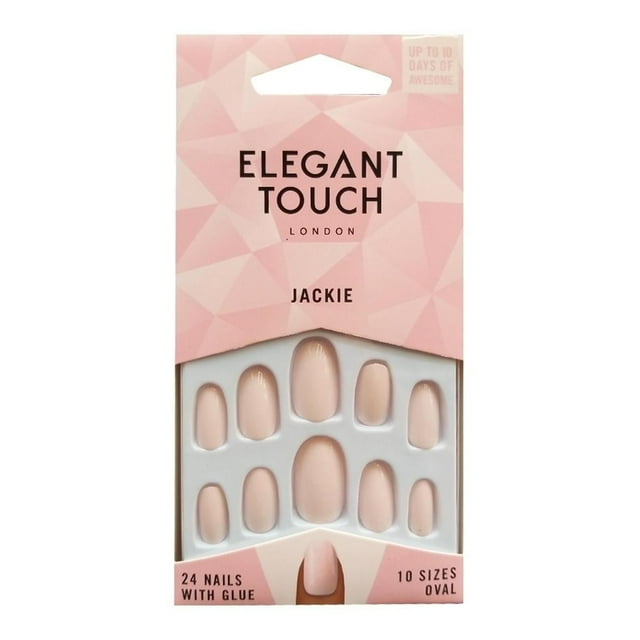 Uñas postizas Elegant touch Jackie 1 paquete con 24 pzas + 1 pegamento de 2 g