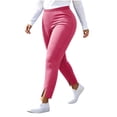 thumbnail image 4 of BRELIL Women's Plus Size High Waisted Stretch Ankle Pants Casual Solid Leggings Trousers Loose Fit Comfortable Yoga Lounge Pants Fall Winter Outfits, Hot Pink L, 4 of 9
