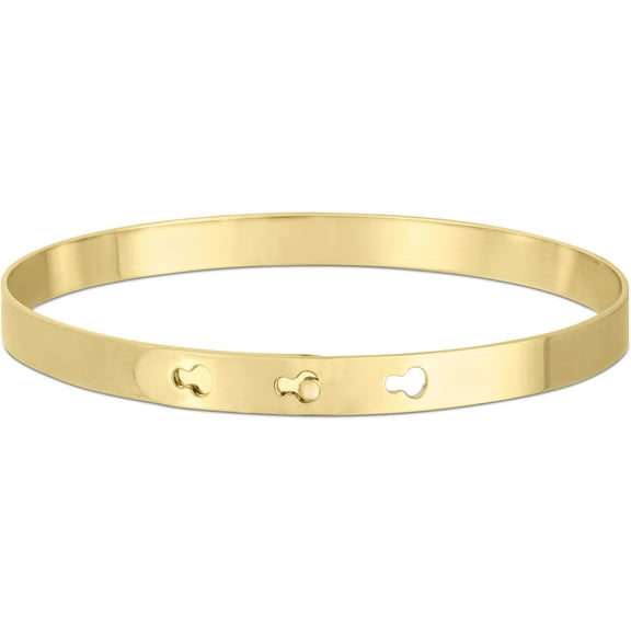 Floreo 14k Yellow Gold 6mm Solid Shiny High Polish Keyhole Bangle Adjustable Bracelet 7" - 7.5" - 8 Inch